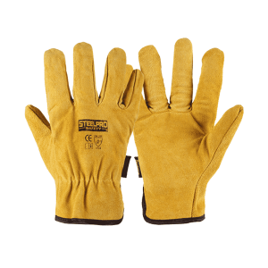 GUANTE CUERO CARNAZA MOSTAZA